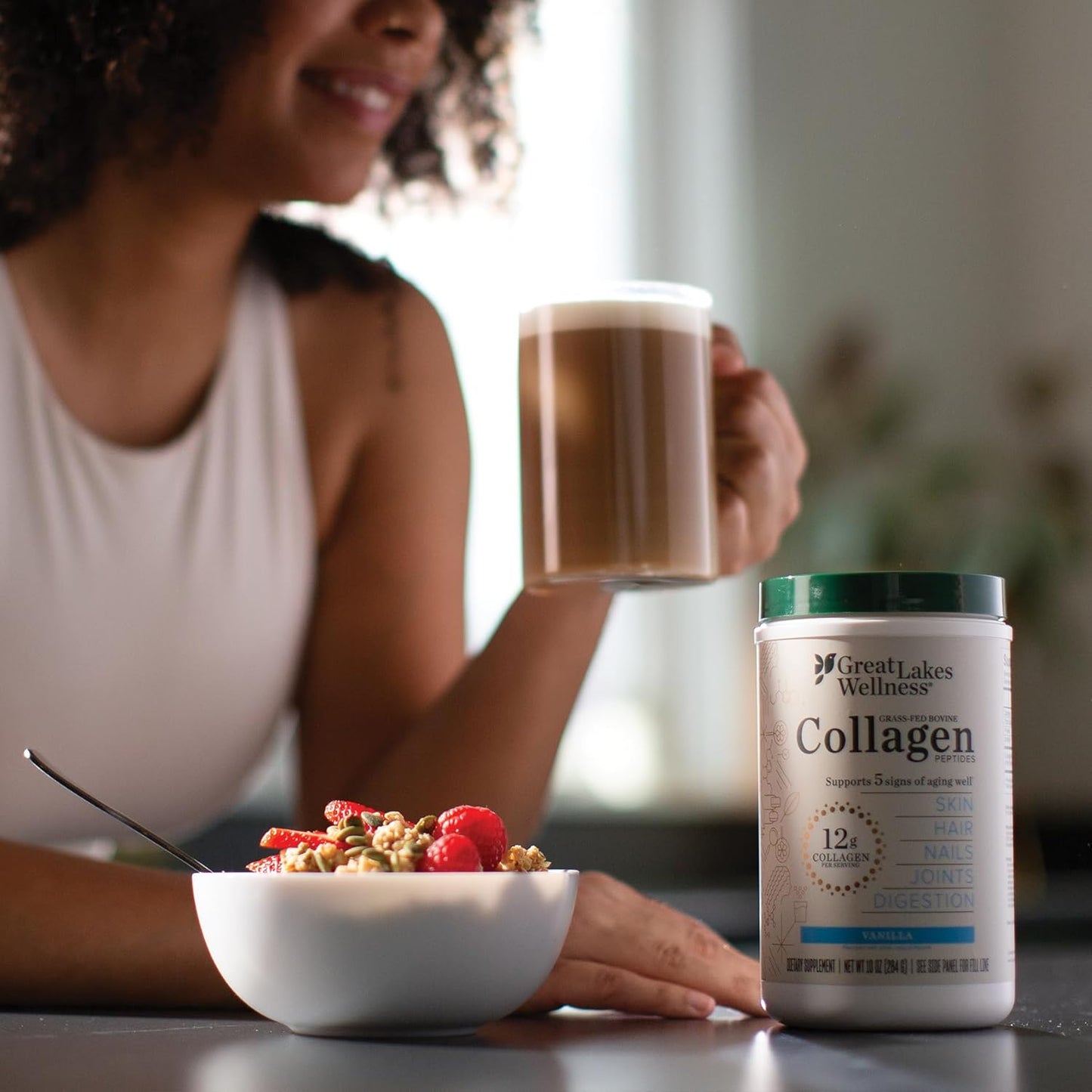 Vanilla Flavored Collagen Peptides Powder for Skin, Hair, Nails, Joints, Digestion - Great Lakes Wellness - Hydrolyzed, Non-GMO, Kosher - 10 oz - BoostGo Australia
