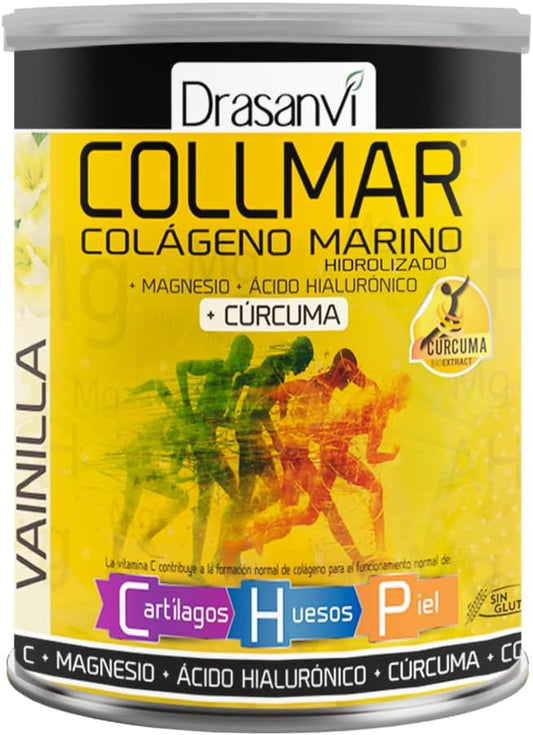 Vanilla Flavored Drasanvi COLLMAR Hydrolyzed Collagen Powder with Magnesium & Turmeric for Muscle Growth - Gluten Free