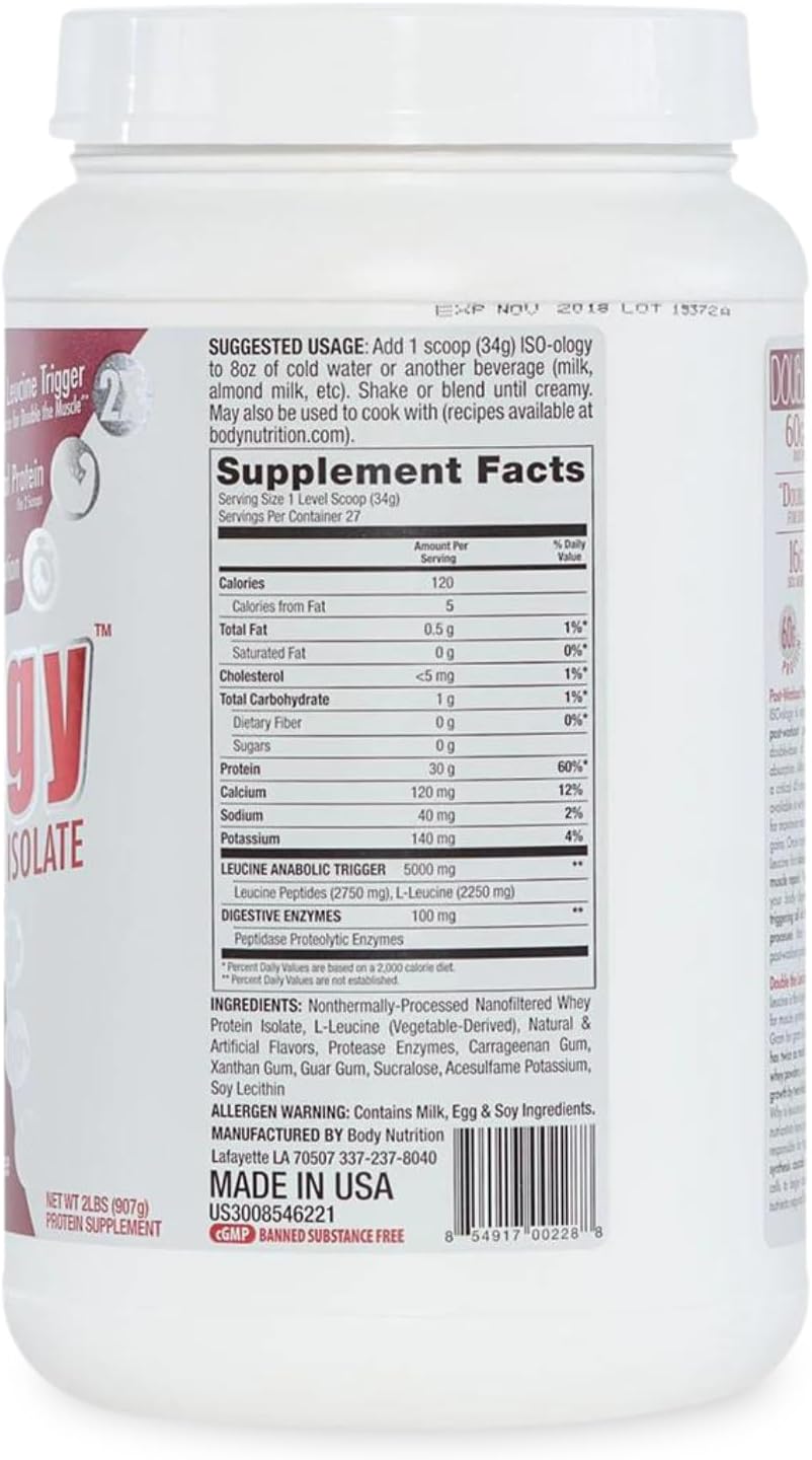 Vanilla Flavored Grass Fed Whey Isolate Protein Powder with Leucine for Post-Workout Recovery - 2lb