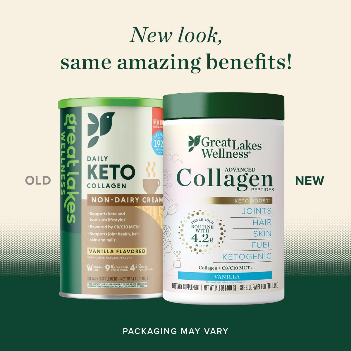 Vanilla Flavored Keto Collagen Peptides Powder with MCTs - Non-Dairy Creamer or Smoothie Alt - Non-GMO, Kosher - 14.1 oz - BoostGo Australia
