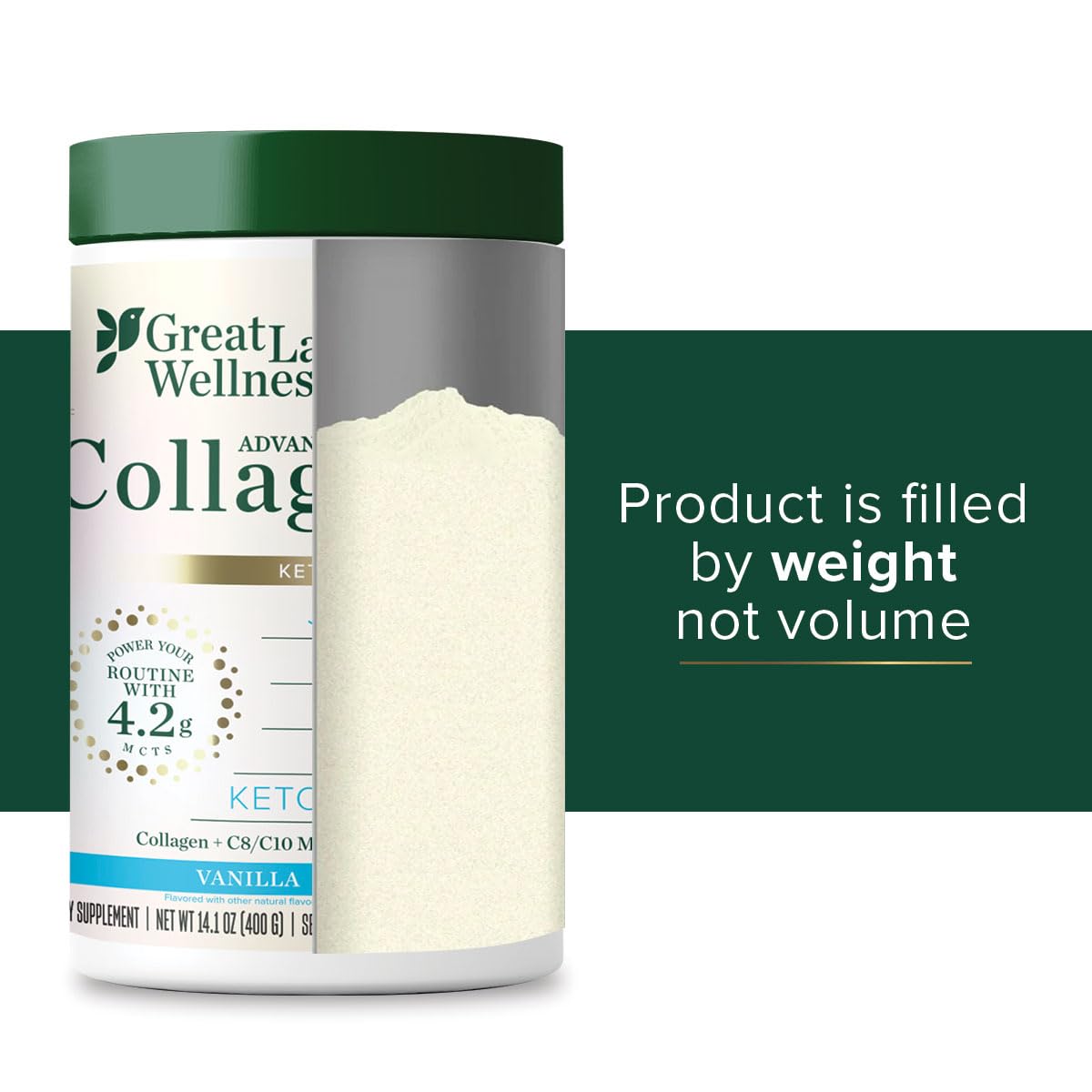 Vanilla Flavored Keto Collagen Peptides Powder with MCTs - Non-Dairy Creamer or Smoothie Alt - Non-GMO, Kosher - 14.1 oz - BoostGo Australia