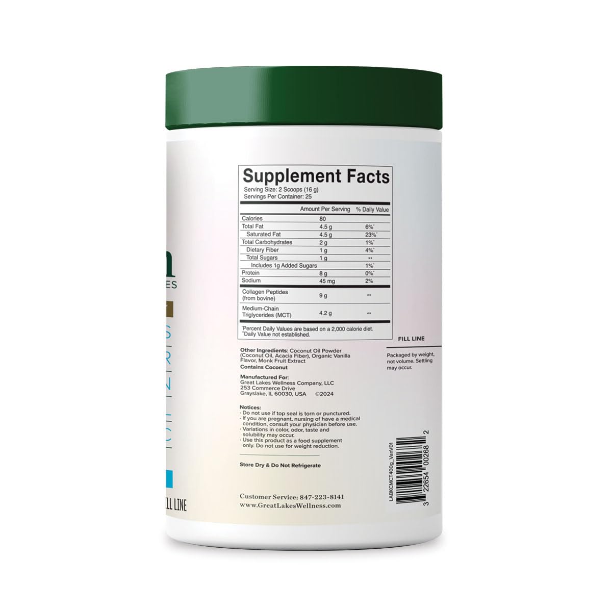 Vanilla Flavored Keto Collagen Peptides Powder with MCTs - Non-Dairy Creamer or Smoothie Alt - Non-GMO, Kosher - 14.1 oz - BoostGo Australia