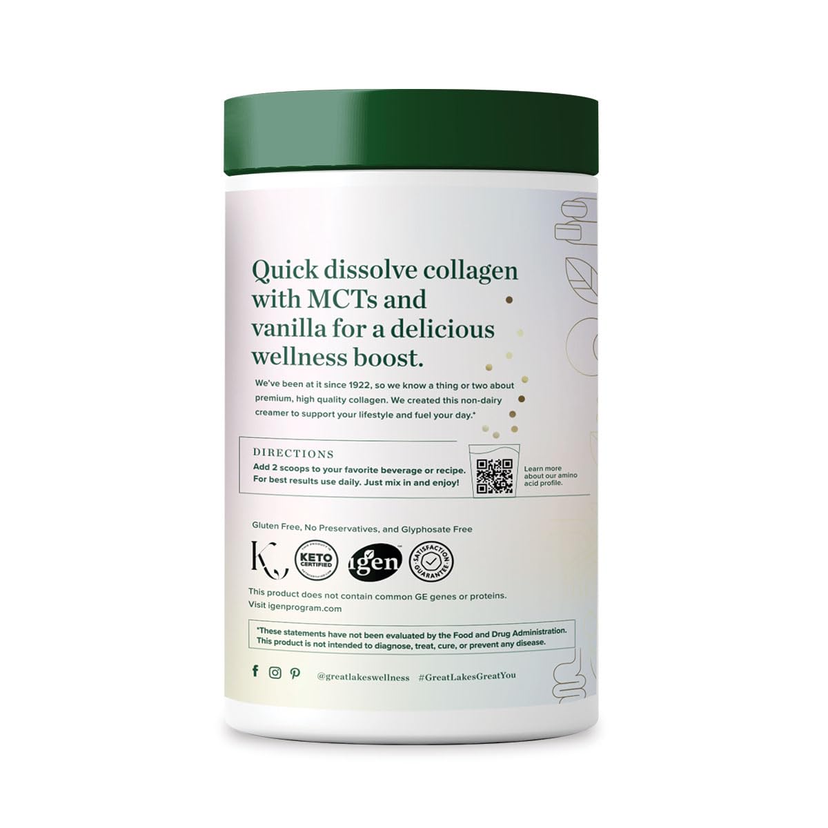 Vanilla Flavored Keto Collagen Peptides Powder with MCTs - Non-Dairy Creamer or Smoothie Alt - Non-GMO, Kosher - 14.1 oz - BoostGo Australia