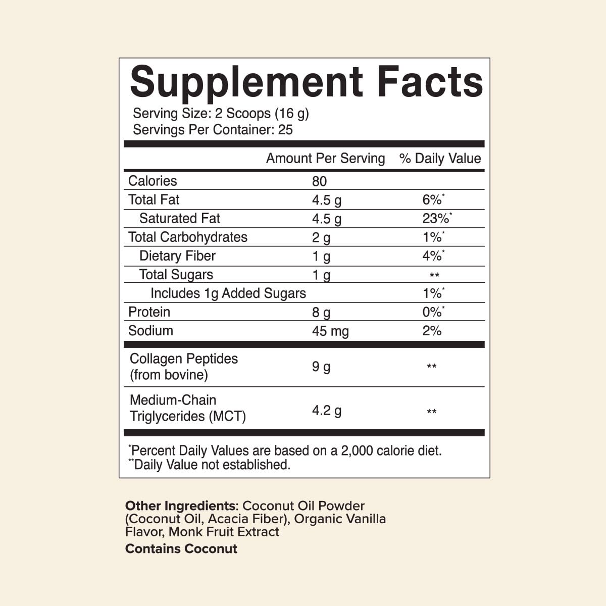 Vanilla Flavored Keto Collagen Peptides Powder with MCTs - Non-Dairy Creamer or Smoothie Alt - Non-GMO, Kosher - 14.1 oz - BoostGo Australia