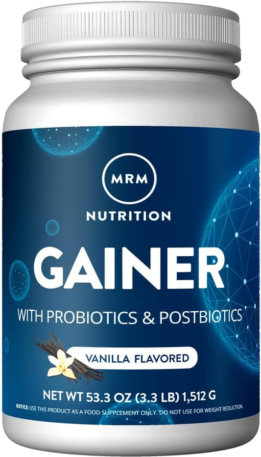 Vanilla Flavored MRM Nutrition Gainer Protein with Probiotics, Postbiotics, and Digestive Enzymes - 25g Protein - Whey Concentrate, Isolate, Micellar Casein - Slow and Fast Digesting - 18 Servings - BoostGo Australia