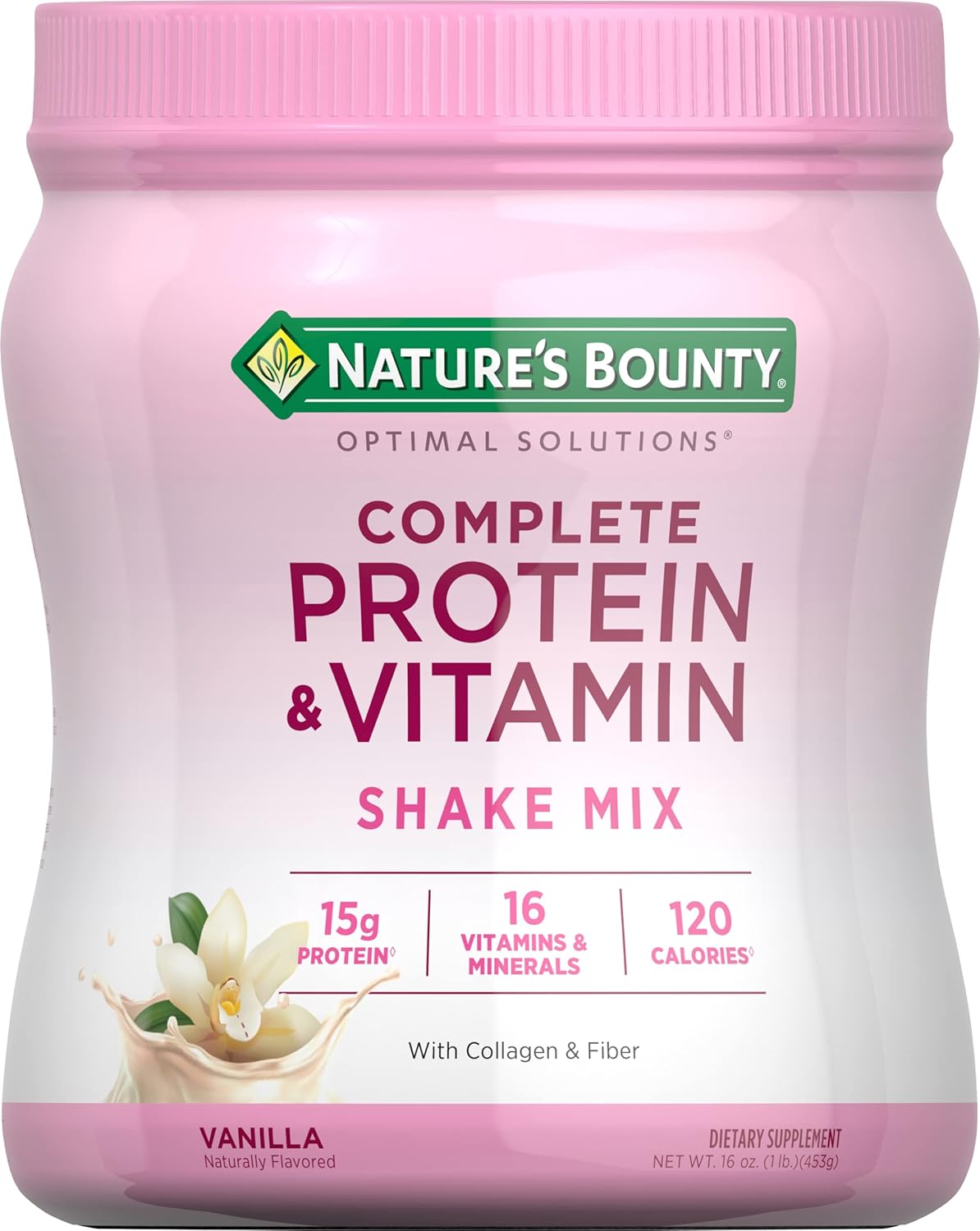 Vanilla Flavored Protein Shake Mix with Collagen, Fiber, & Vitamin C - 16 Oz