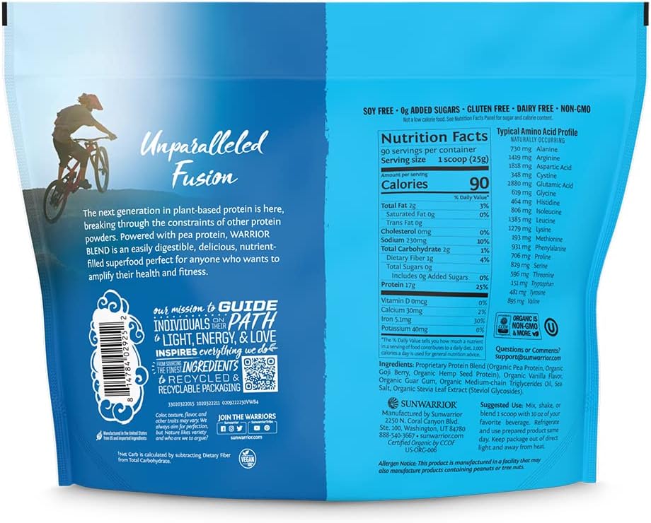 Vanilla Flavored Sunwarrior Vegan Protein Powder with 90 Servings + Creatine Monohydrate Powder 60 Servings