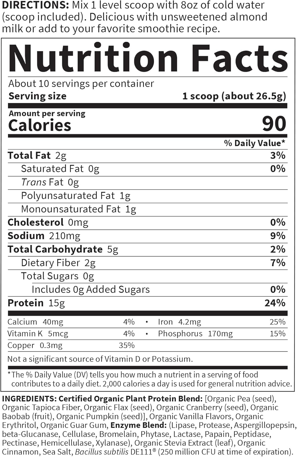 Vanilla Garden of Life Organic Plant Based Protein Powder - Vegan, Gluten Free Shake for Women and Men - 10 Servings, 15g Protein, Probiotics & Enzymes, Sugar-Free - BoostGo Australia