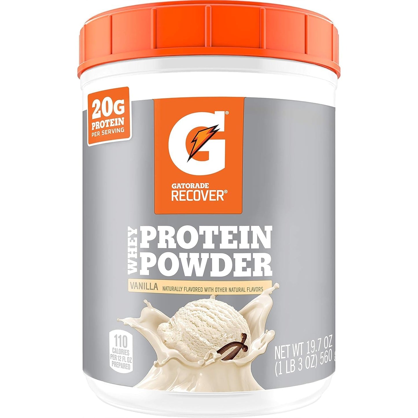 Vanilla Gatorade Whey Protein Powder, 20 Servings, 20g Protein, 19.7 Oz Canister