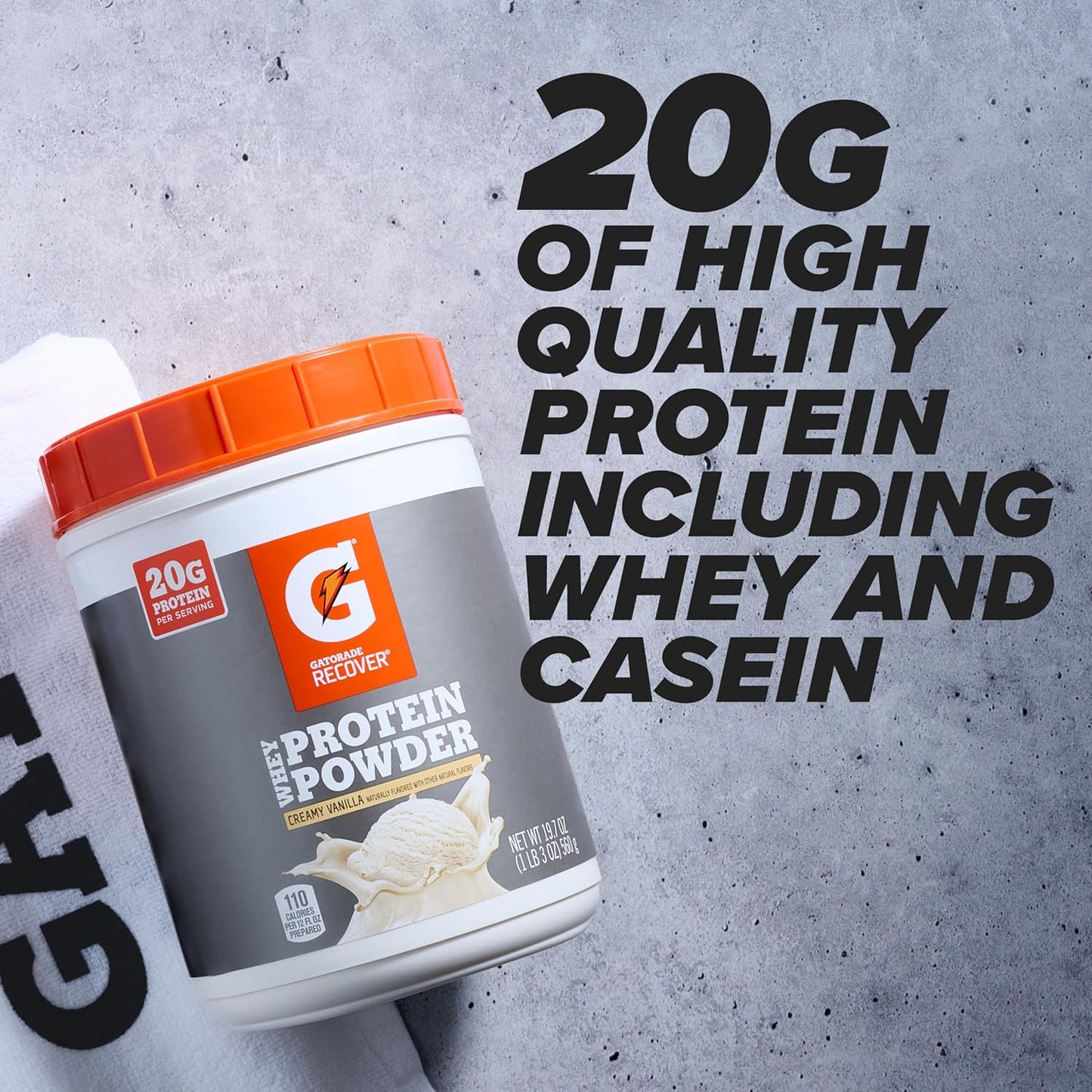 Vanilla Gatorade Whey Protein Powder, 20 Servings, 20g Protein, 19.7 Oz Canister