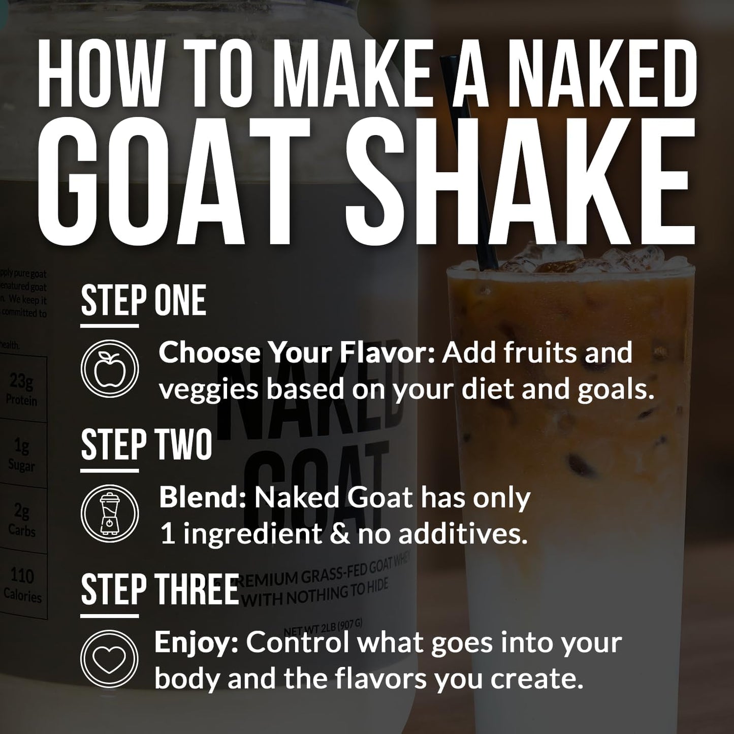Vanilla Goat Whey Protein Powder - Small-Herd Dairies - 3 Ingredients - GMO & Soy Free - All Natural - 23g Protein - 25 Servings