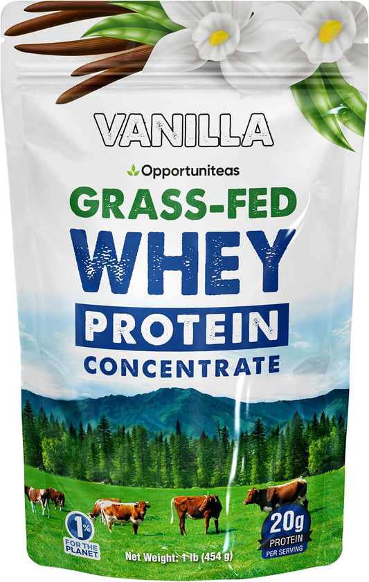 Vanilla Grass Fed Whey Protein Powder Concentrate - Pure Protein Supplement - Non GMO, Hormone & Gluten Free - 1lb - BoostGo Australia