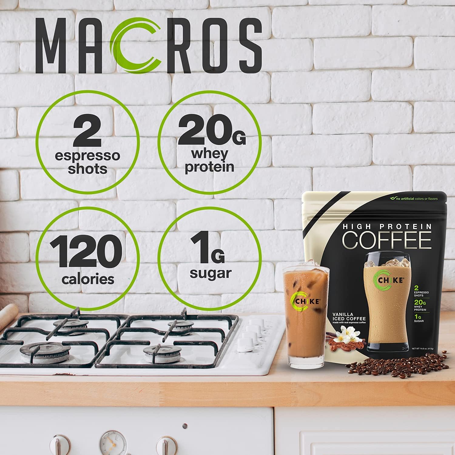 Vanilla High Protein Iced Coffee, 20g Protein, 2 Shots Espresso, Keto & Gluten Free - 12 Packets