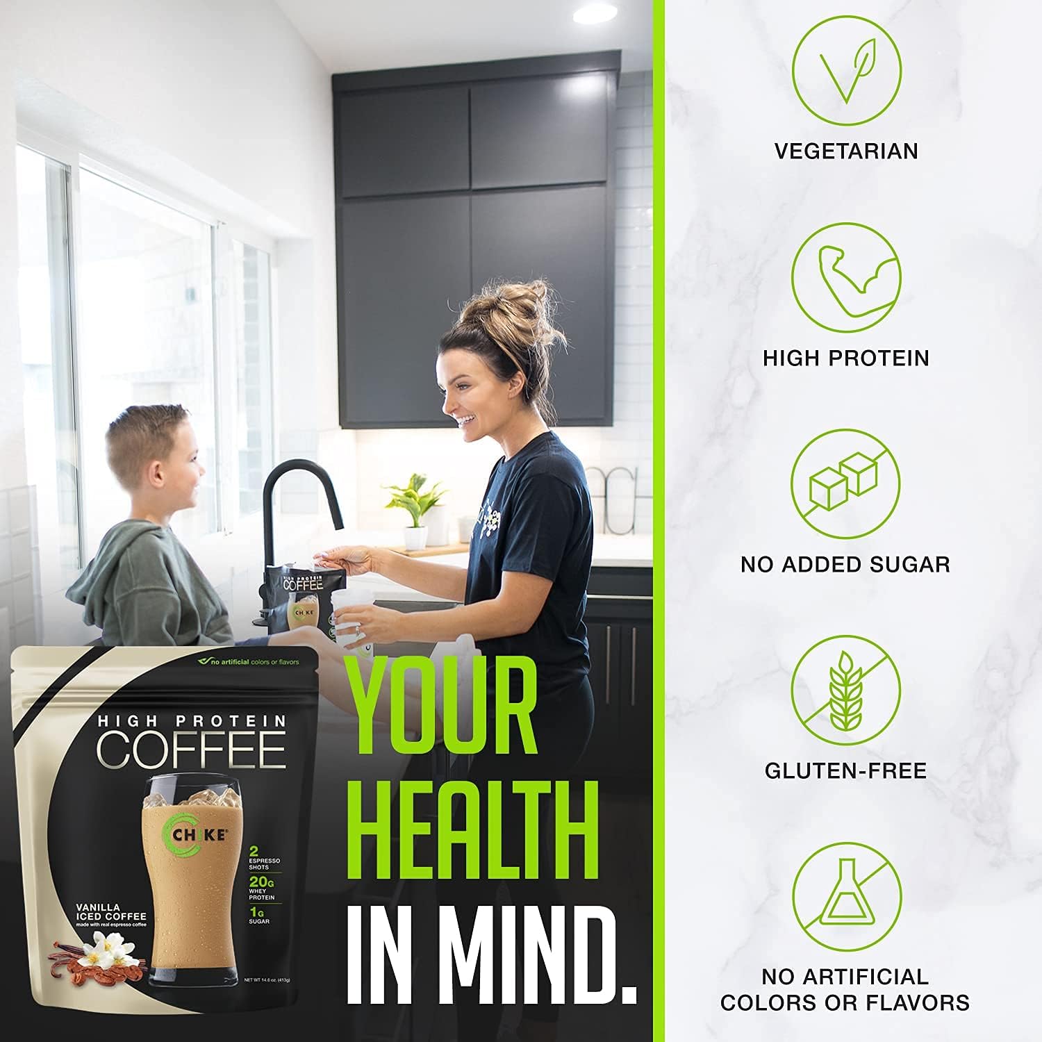 Vanilla High Protein Iced Coffee, 20g Protein, 2 Shots Espresso, Keto & Gluten Free - 12 Packets