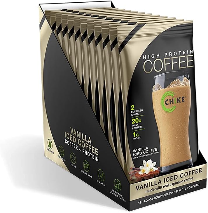 Vanilla High Protein Iced Coffee, 20g Protein, 2 Shots Espresso, Keto & Gluten Free - 12 Packets