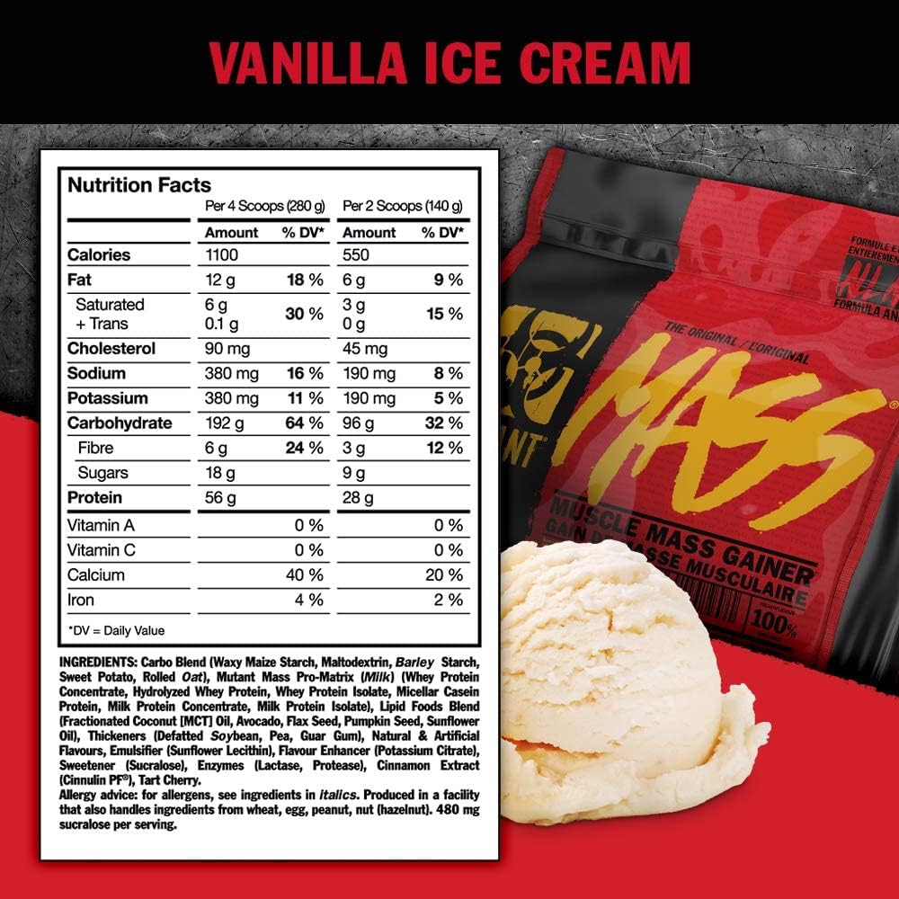 Vanilla Ice Cream Mutant MASS Gainer 5 Lbs - Ultimate Size and Strength Gainer