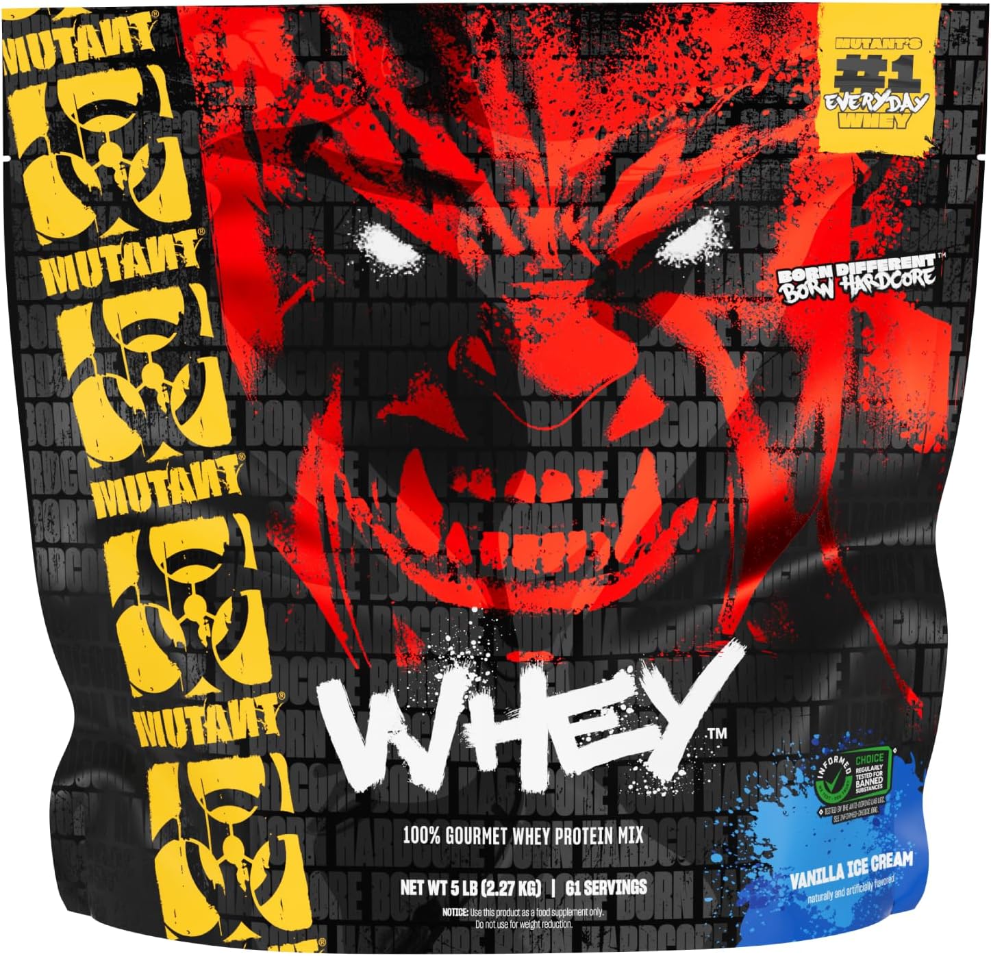Vanilla Ice Cream Mutant Whey Protein Powder Shake - 5lbs, 100% Whey, Gourmet Taste, 22g Protein, Fast Absorbing, Easy Digesting