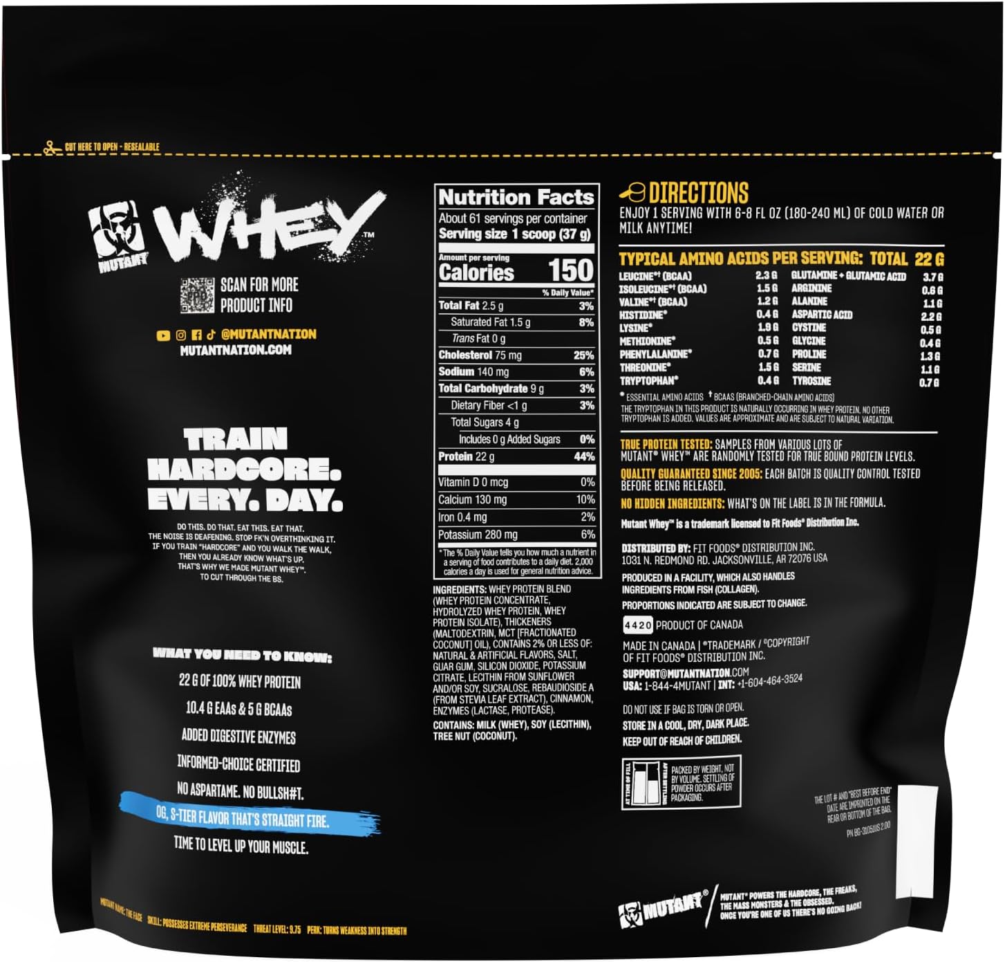 Vanilla Ice Cream Mutant Whey Protein Powder Shake - 5lbs, 100% Whey, Gourmet Taste, 22g Protein, Fast Absorbing, Easy Digesting