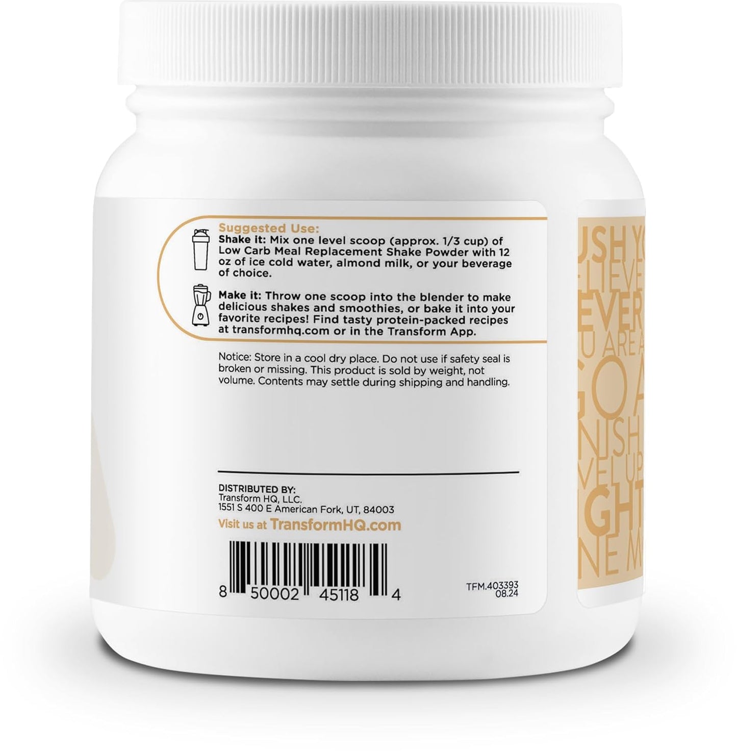 Vanilla Meal Replacement Shake Powder - Gluten Free, Non-GMO - 7 Servings from TransformHQ