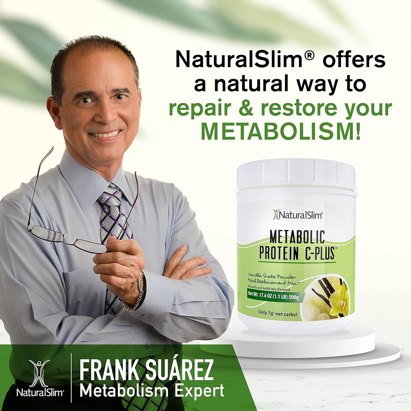 Vanilla Metabolic C-Plus Meal Replacement Protein Powder - Immune Support with Vitamin C, Zinc, Amino Acids - Low Carb Shake - 10 Servings