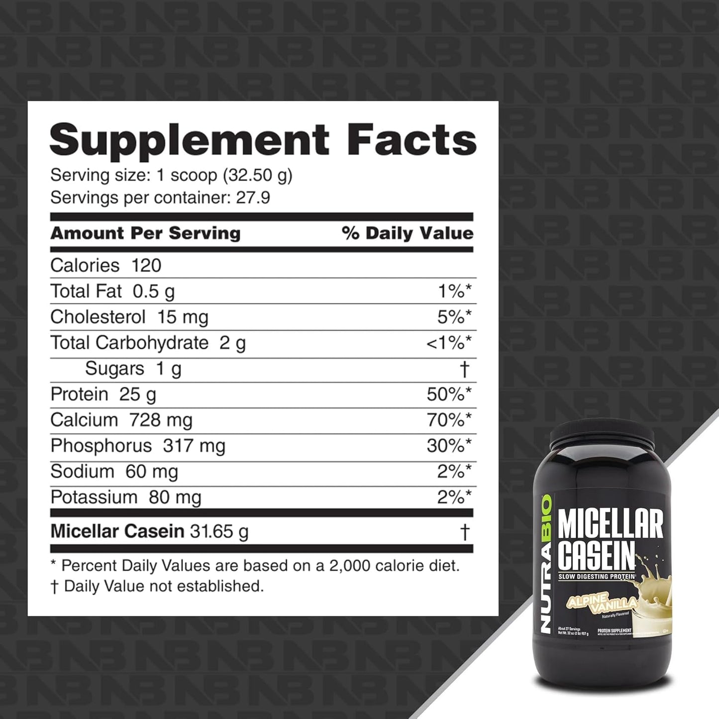 Vanilla Micellar Casein Protein Powder - 2 lbs - Slow Digesting - Muscle Growth - Essential Amino Acids - Non-GMO - Gluten & Soy Free