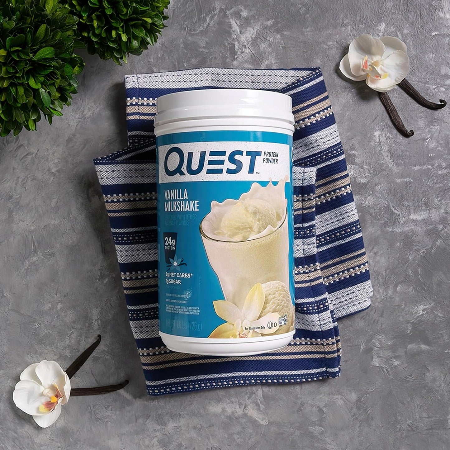 Vanilla Milkshake Protein Powder by Quest Nutrition - 24g Protein, 1g Sugar, Low Carb, Gluten Free - 1.6lb, 23 Servings