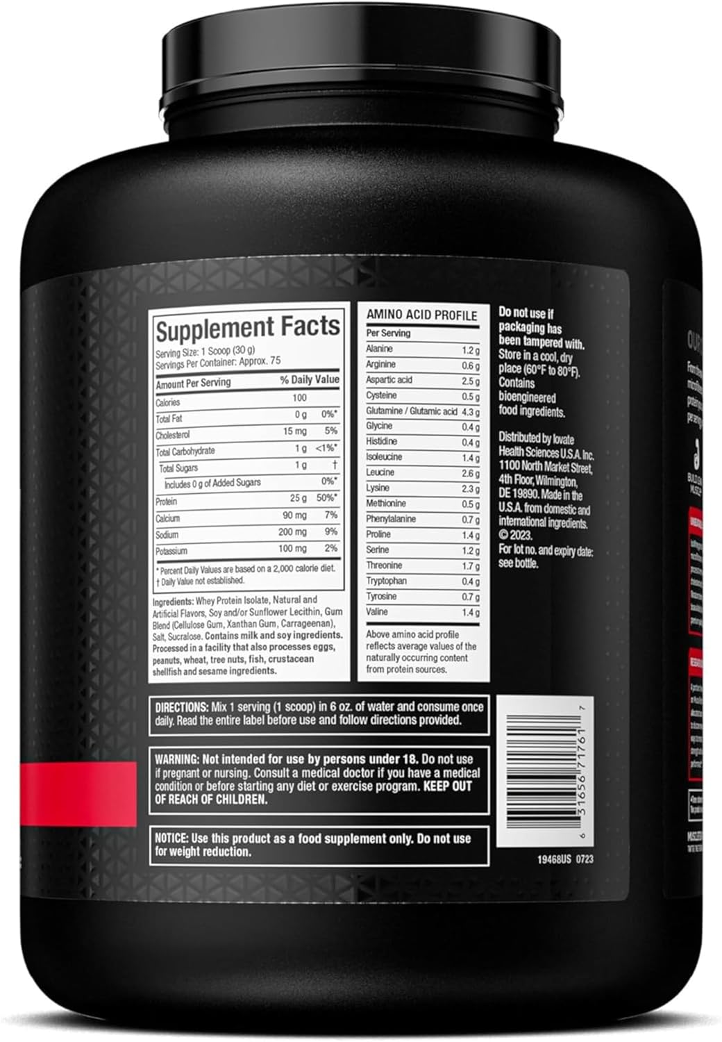 Vanilla MuscleTech ISO Whey Isolate Protein Powder - Post-Workout Supplement for Lean Muscle Gain & Recovery - 25g Protein, BCAA, EAA - 5lbs