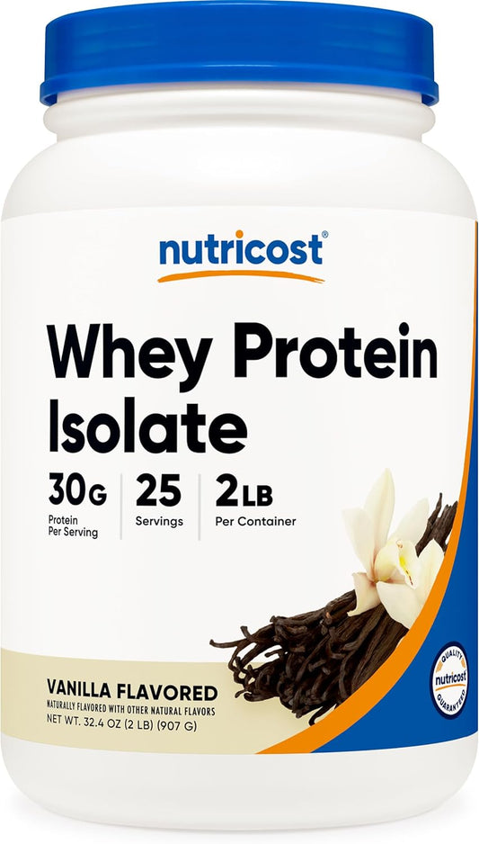 Vanilla Nutricost Whey Protein Isolate Powder - 2LBS - High-Quality Supplement