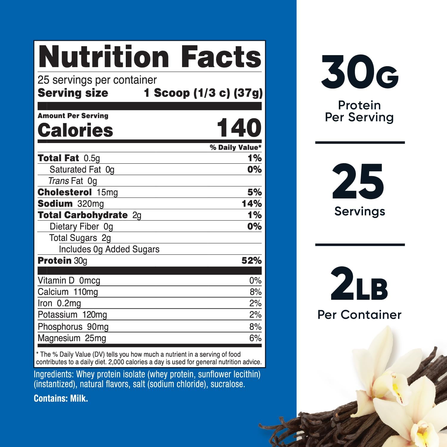 Vanilla Nutricost Whey Protein Isolate Powder - 2LBS - High-Quality Supplement