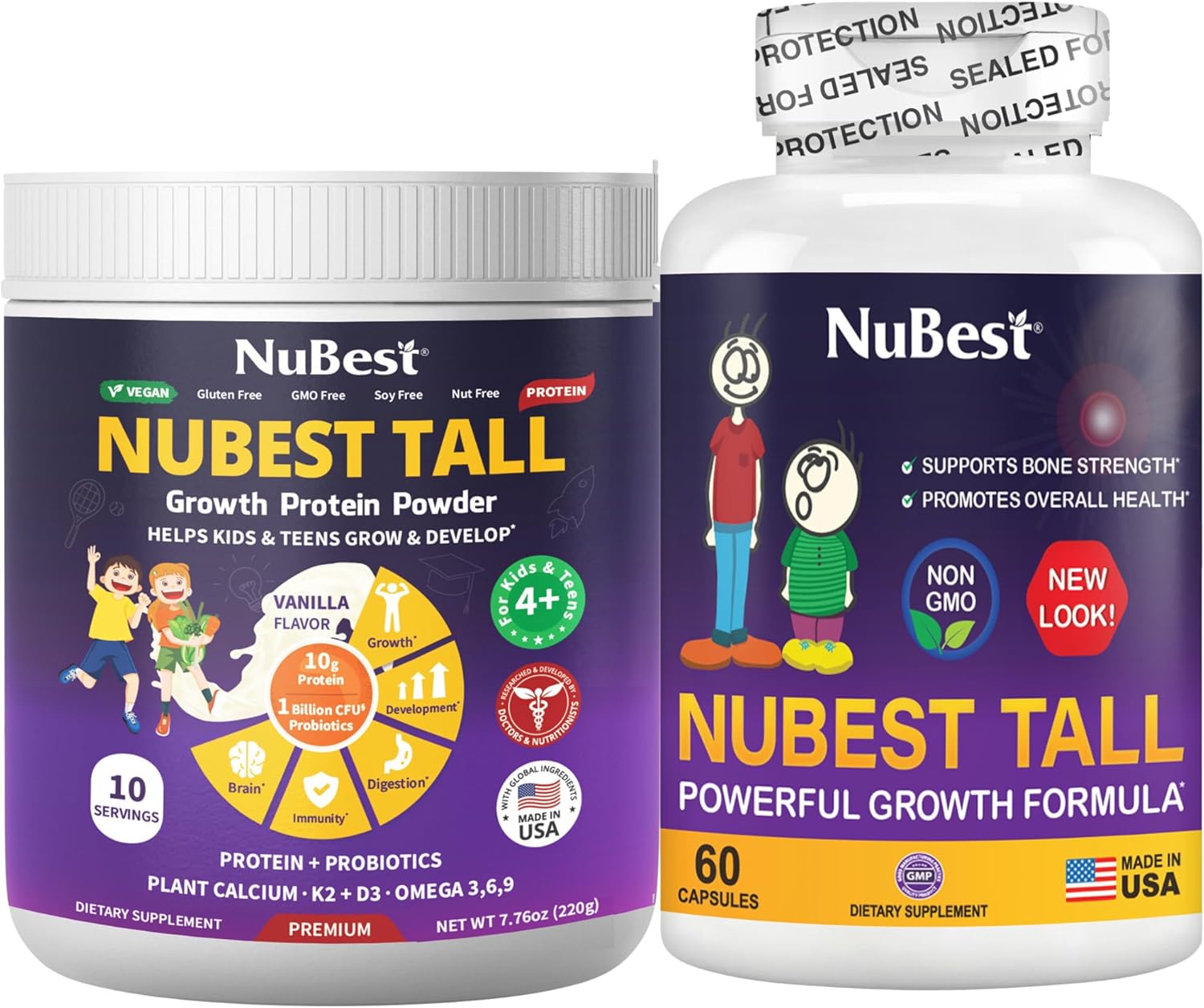 Vanilla Plant-Based Protein Powder Bundle for Kids & Teens - Bone Strength & Immunity Support (10 Servings)