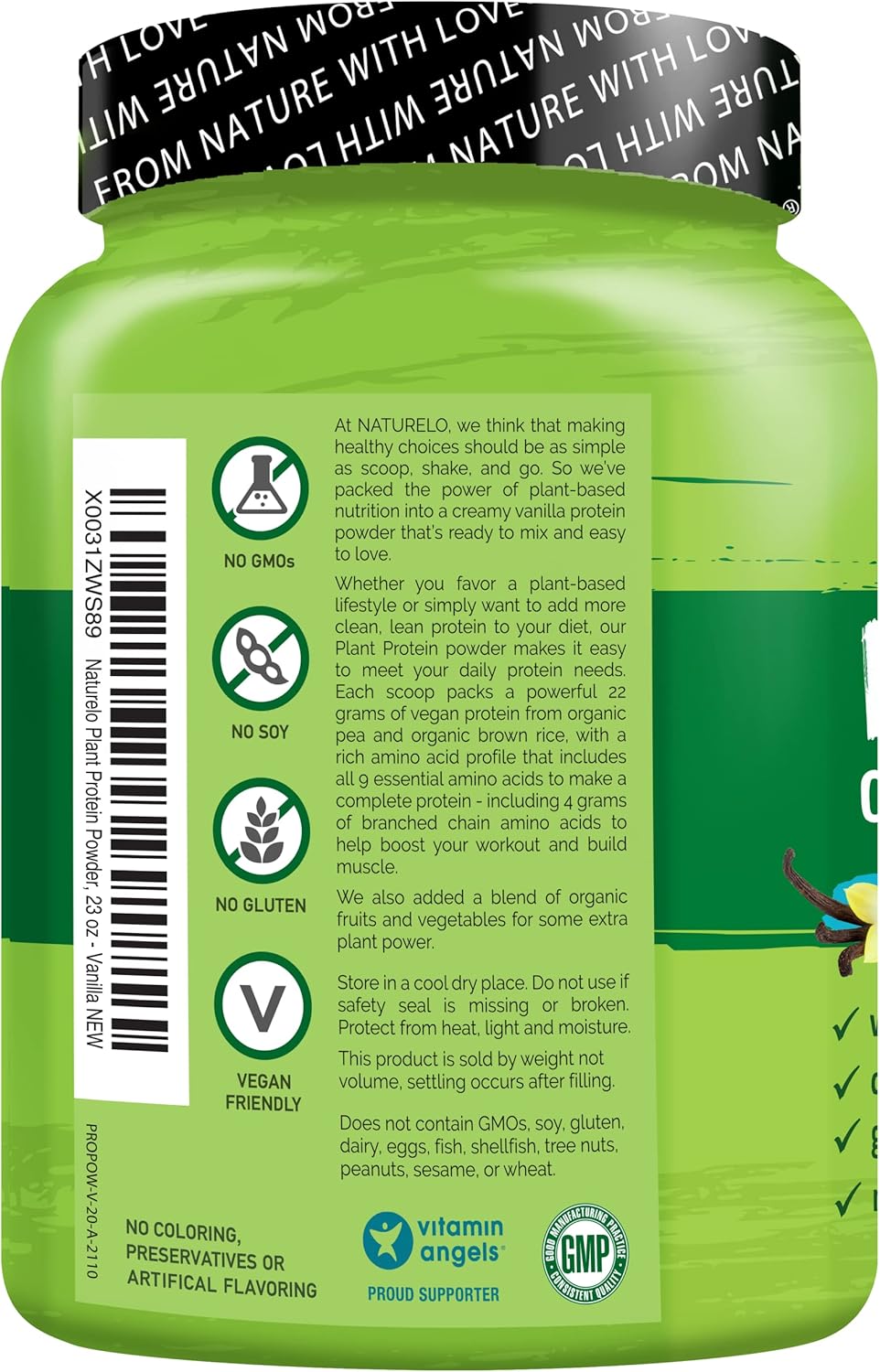 Vanilla Plant Protein Powder - 22g Protein, Non-GMO, Vegan, Gluten-Free - No Artificial Flavors or Additives - 20 Servings - BoostGo Australia