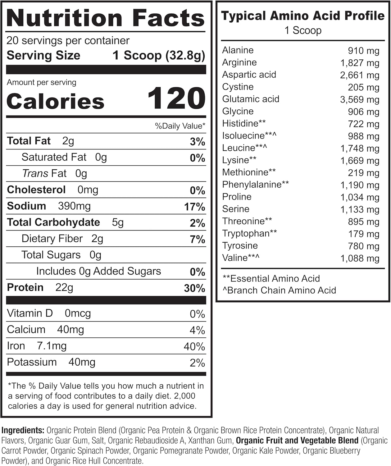 Vanilla Plant Protein Powder - 22g Protein, Non-GMO, Vegan, Gluten-Free - No Artificial Flavors or Additives - 20 Servings - BoostGo Australia