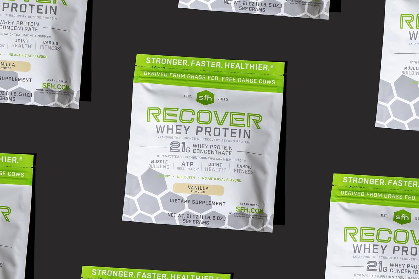 Vanilla SFH RECOVER Grass Fed Whey Protein Powder - Post Workout Supplement - 20 Servings