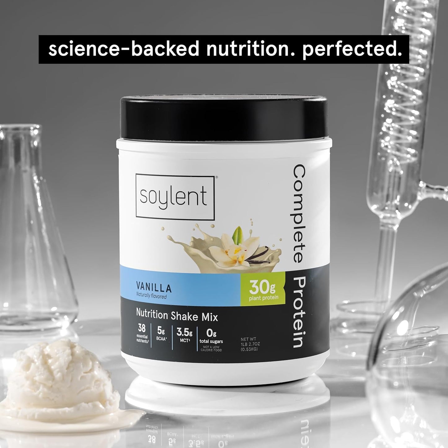 Vanilla Soylent Protein Powder with 30g Protein for Muscle Growth & Recovery - Vegan, Gluten Free Shake Mix with BCAAs, DHA, MCT, 28 Vitamins & Minerals - 1.25lb