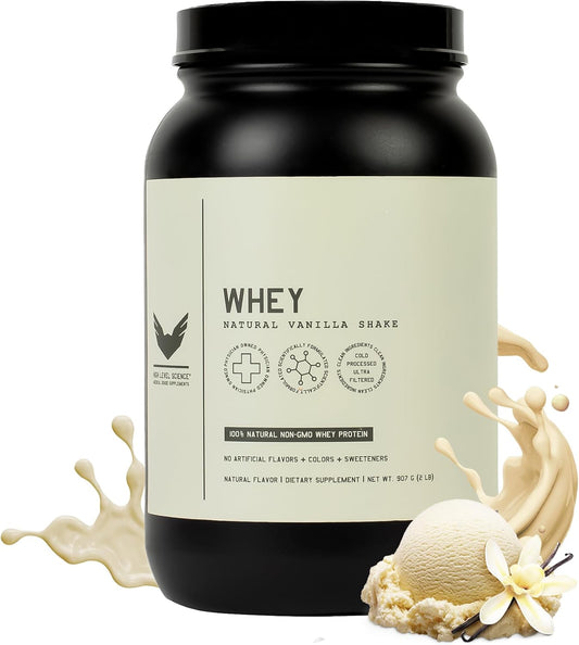 Vanilla Stevia Whey Protein Powder | 24g Protein | 2 lb | Non-GMO & Digestive Enzymes | USA-Made | No Artificial Additives
