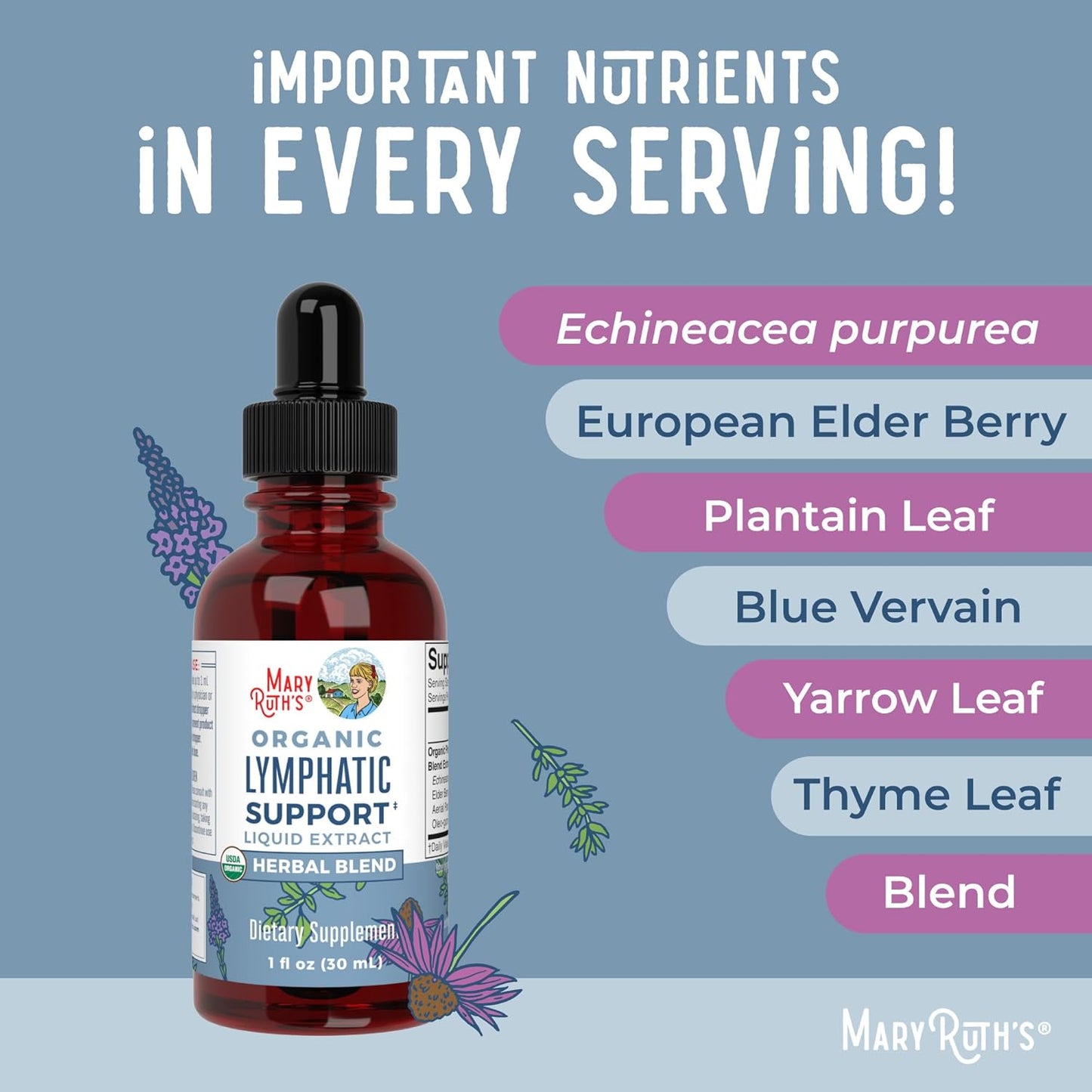 Vanilla Throat Spray & Lymphatic Cleanse Drops by MaryRuth Organics - USDA Organic, Clean Label Project Verified® - Immune Support & Health Boost - Vegan, Gluten Free, Non-GMO