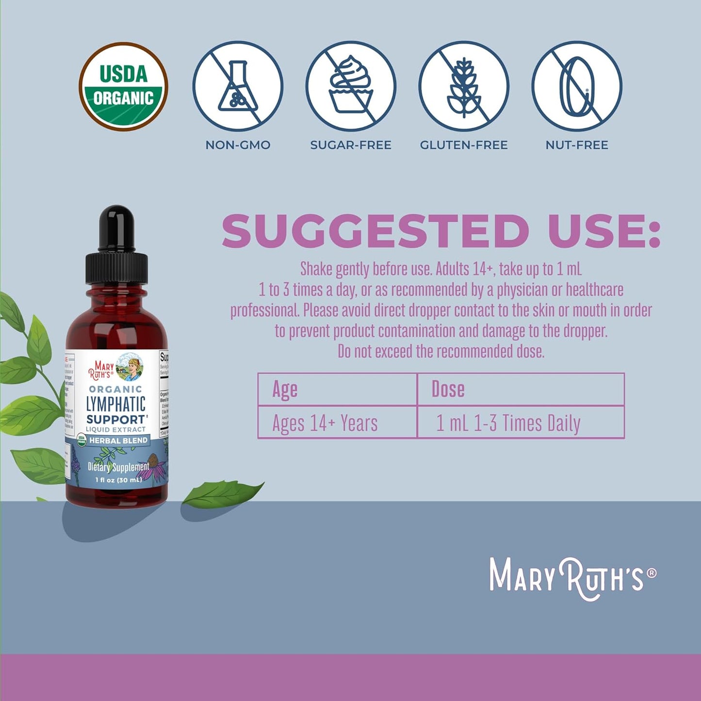 Vanilla Throat Spray & Lymphatic Cleanse Drops by MaryRuth Organics - USDA Organic, Clean Label Project Verified® - Immune Support & Health Boost - Vegan, Gluten Free, Non-GMO