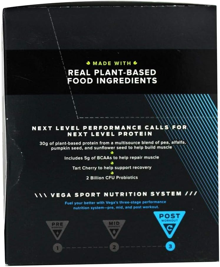 Vanilla Vega Sport Premium Vegan Protein Powder - 30g Plant Protein, 5g BCAAs, Low Carb, Keto, Dairy/Gluten Free, Non GMO - Pea Protein Sachets, 12 Pack