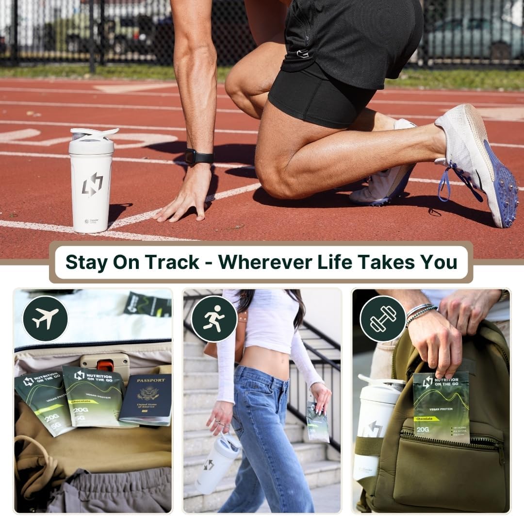 Vanilla Vegan Protein Powder with Creatine - 20g Protein, 5g Creatine - On-The-Go Single-Serve Packets - Dairy-Free, Gluten-Free, All-Natural - 30-Pack