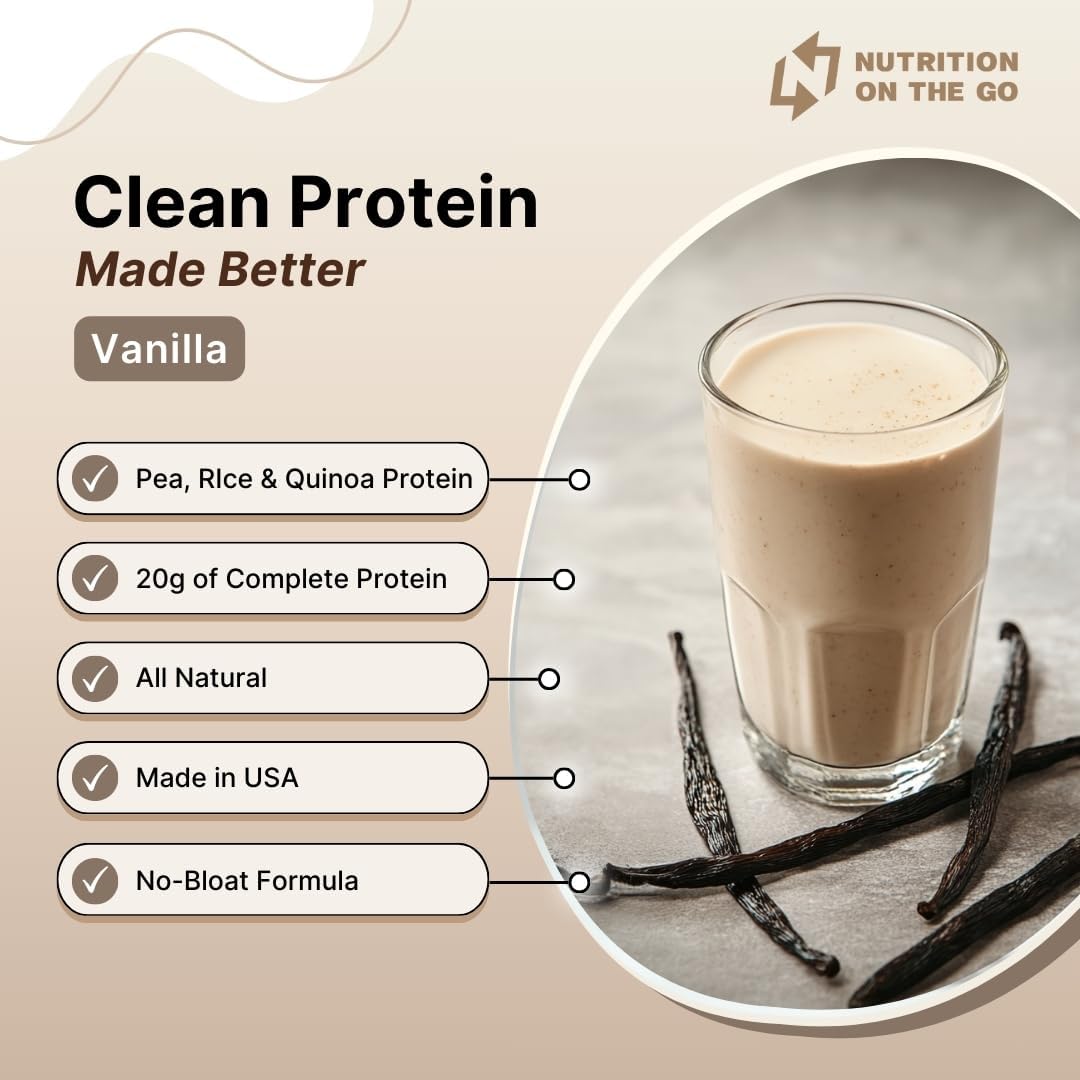 Vanilla Vegan Protein Powder with Creatine - 20g Protein, 5g Creatine - On-The-Go Single-Serve Packets - Dairy-Free, Gluten-Free, All-Natural - 30-Pack