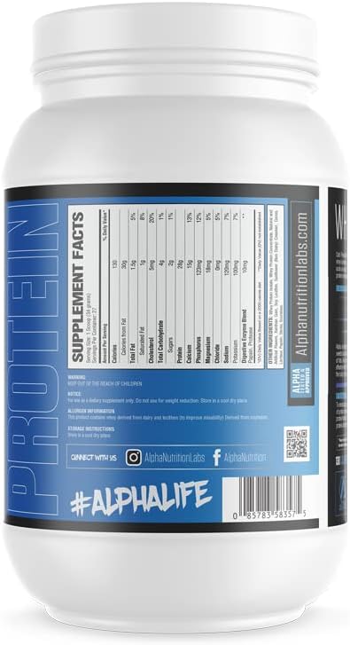 Vanilla Whey Isolate Protein Powder by Alpha Nutrition Labs - 28g Protein Source, Low Carb, Classic Specialty Flavor