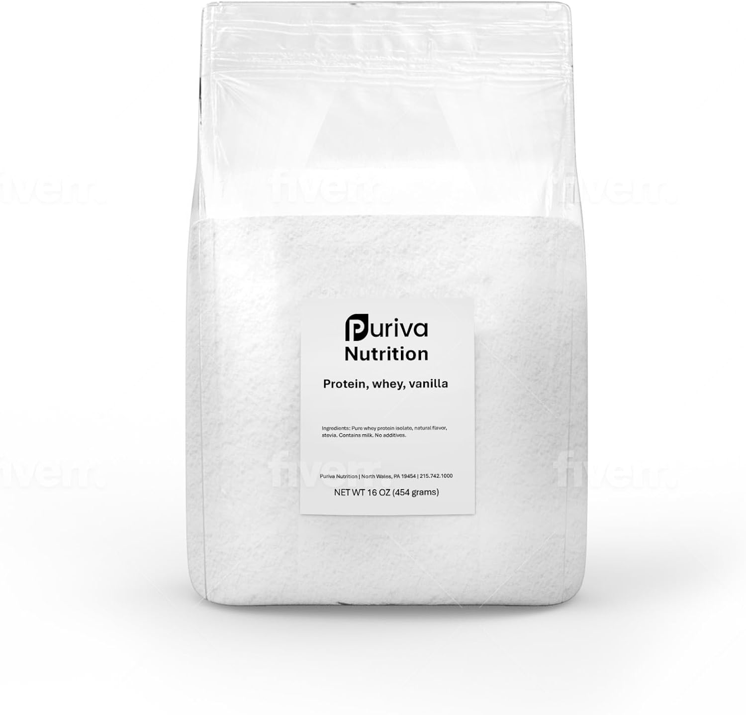 Vanilla Whey Protein Isolate Powder by Puriva Nutrition - 1 Pound