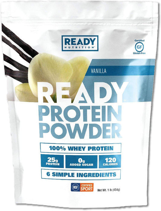 Vanilla Whey Protein Powder - 25g Protein, 0g Added Sugar, 6 Simple Ingredients - 1lb Bag
