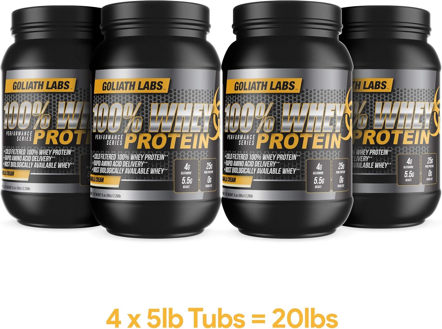 Vanilla Whey Protein Powder - Goliath Labs - 100% Whey - 20 lb Size
