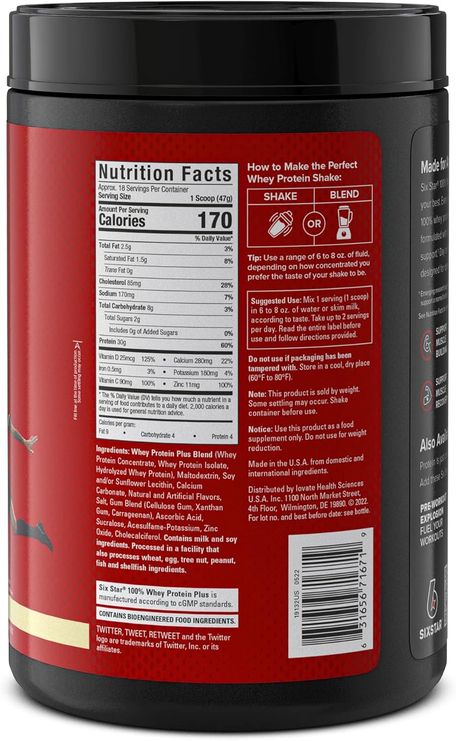 Vanilla Whey Protein Powder for Lean Muscle Gain | Six Star Whey Protein Plus with Isolate & Peptides | Muscle Builder for Men & Women | 2 lbs Package - BoostGo Australia