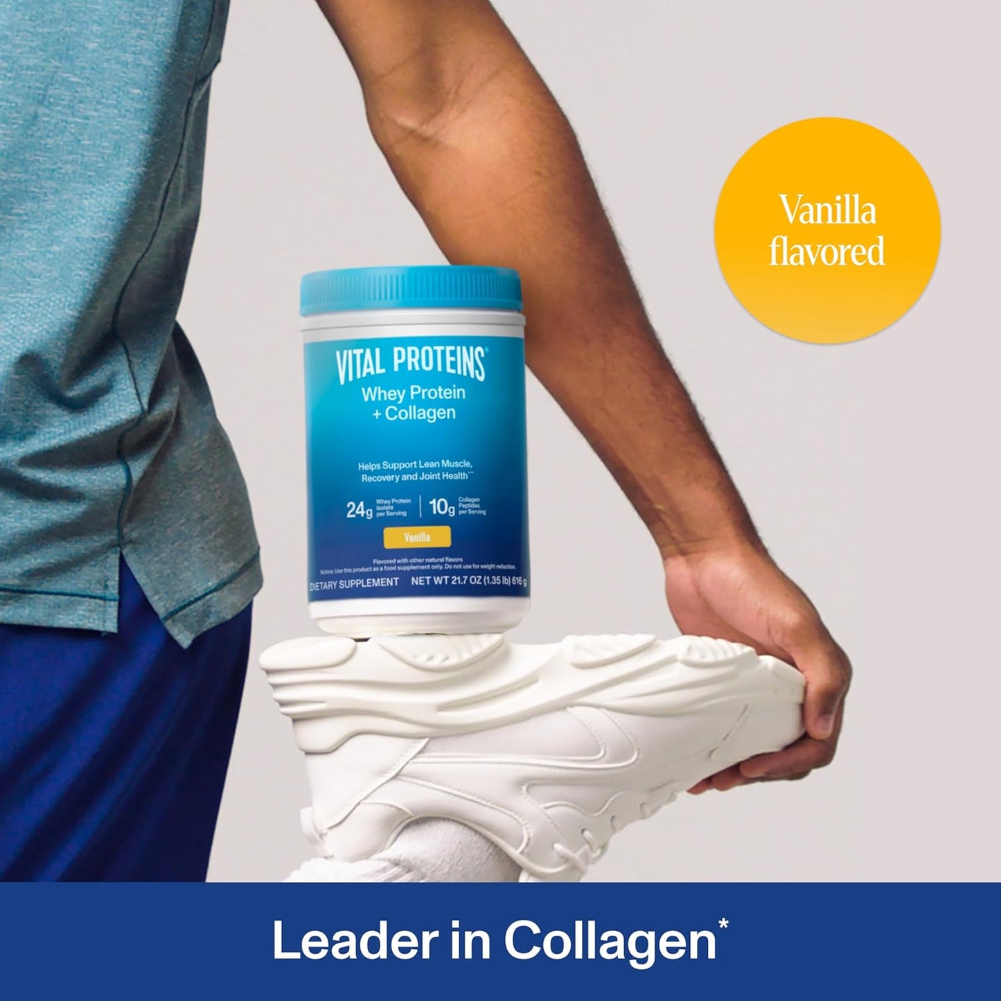Vanilla Whey Protein Powder with Collagen Peptides, 24g Protein, Vitamin C, Joint Health Support - 16 Servings, 21.7oz
