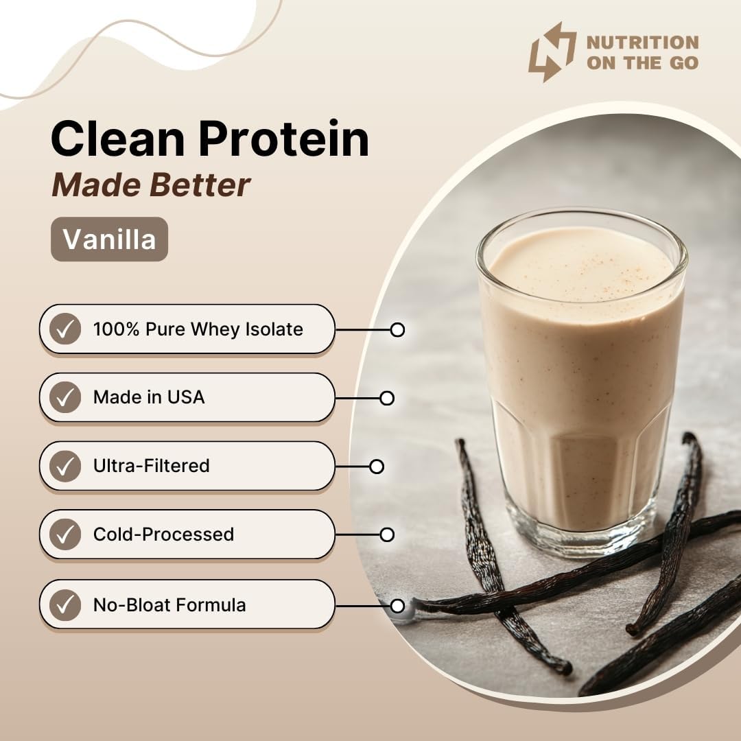 Vanilla Whey Protein Powder with Creatine - 25g Protein, 5g Creatine - Single-Serve Packets for Travel - Gluten-Free, No Added Sugar - 6-Pack