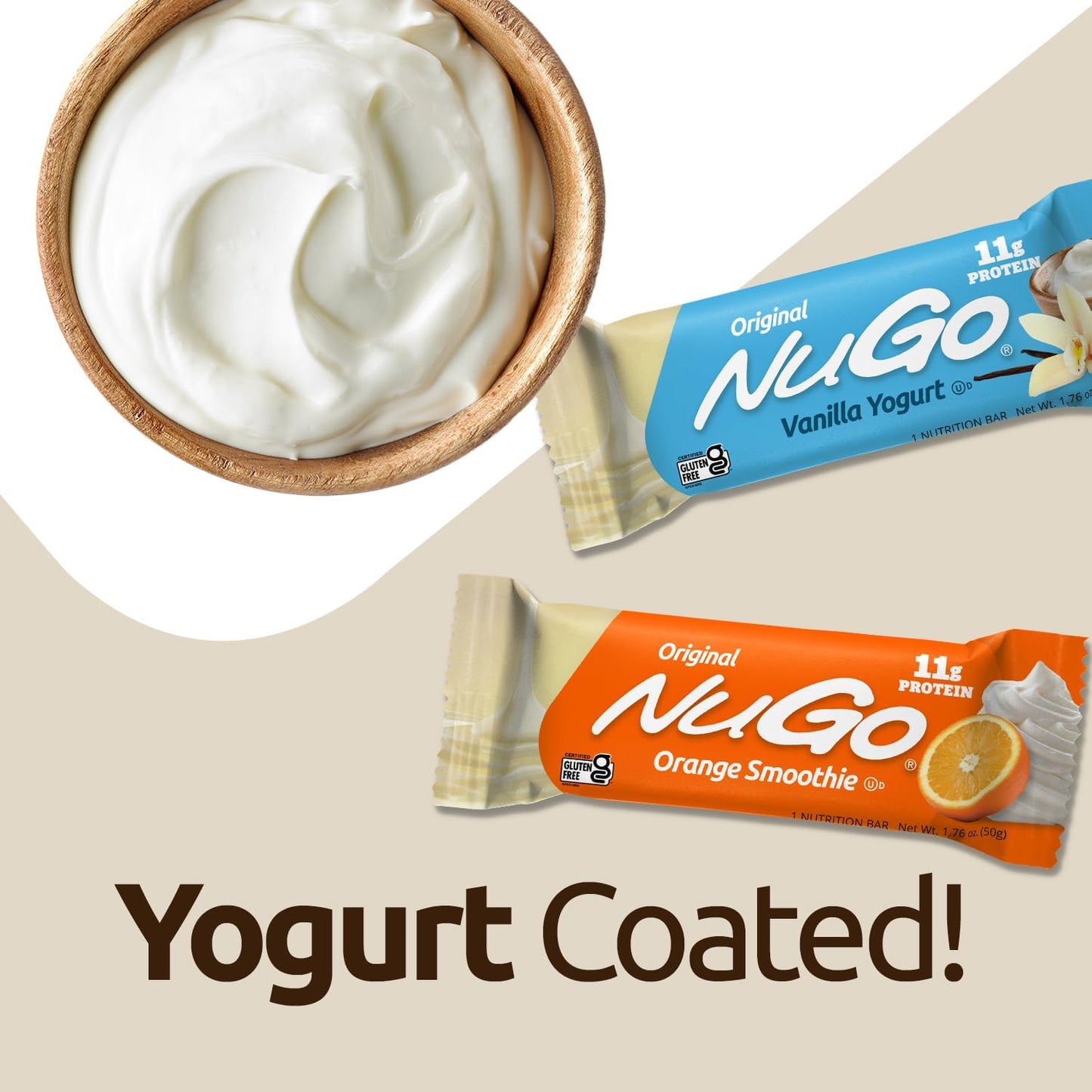 Vanilla Yogurt NuGo Protein Bars - 11g Protein, 170 Calories, Gluten Free - 15 Bars, 1.76 oz each