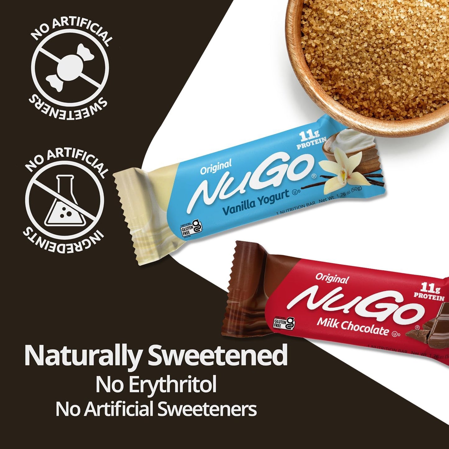 Vanilla Yogurt NuGo Protein Bars - 11g Protein, 170 Calories, Gluten Free - 15 Bars, 1.76 oz each