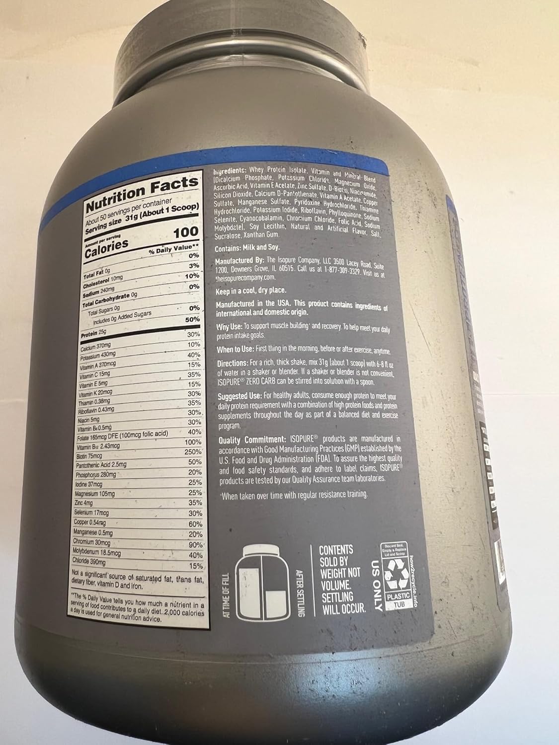 Vanilla Zero Carb 100% Whey Protein Isolate - High Quality Protein Powder